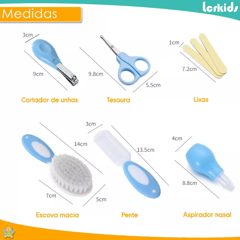 Kit Higiene Infantil 10 Pçs Cuidado Recém Nascido Bebê Unhas