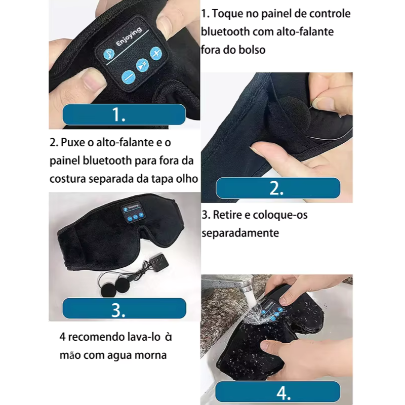 Fones de ouvido Bluetooth Com Bloqueio de Luz e Ruídos