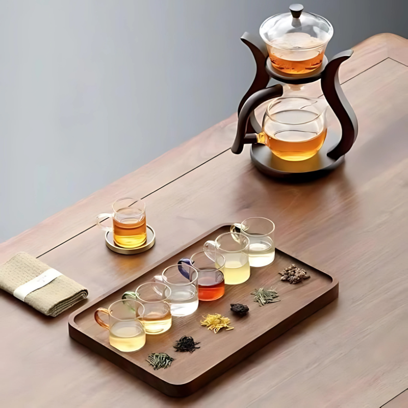 Conjunto de Chá de Vidro Rotativo Automático