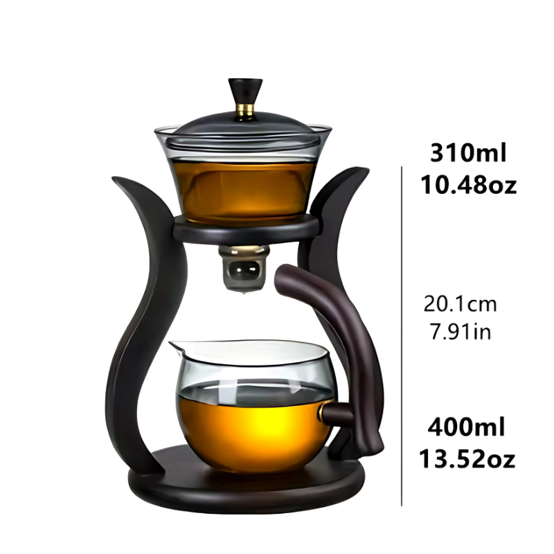 Conjunto de Chá de Vidro Rotativo Automático