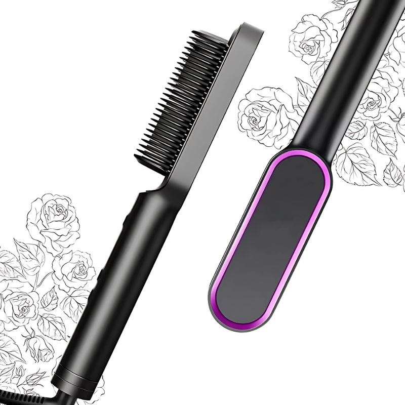 Escova Alisadora 5 em 1 - Alisa, Seca, Hidrata, Modela e Anti-Frizz