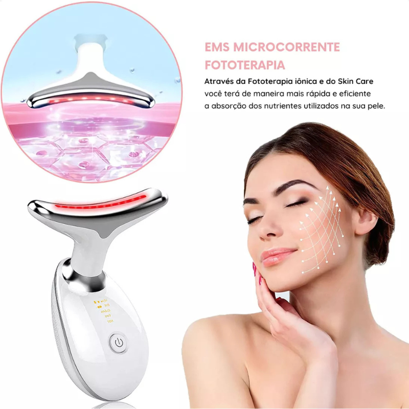 Massageador Facial Led Aparelho Tratamento Com Luz Fototerapia Lift Usb