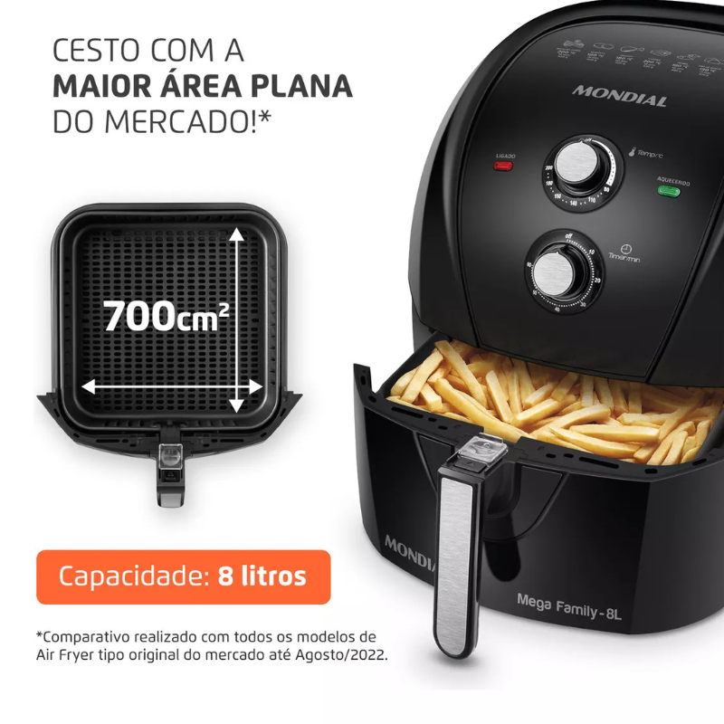 Fritadeira Sem Óleo Air Fryer 8L Mondial  1900W AFN-80-FB