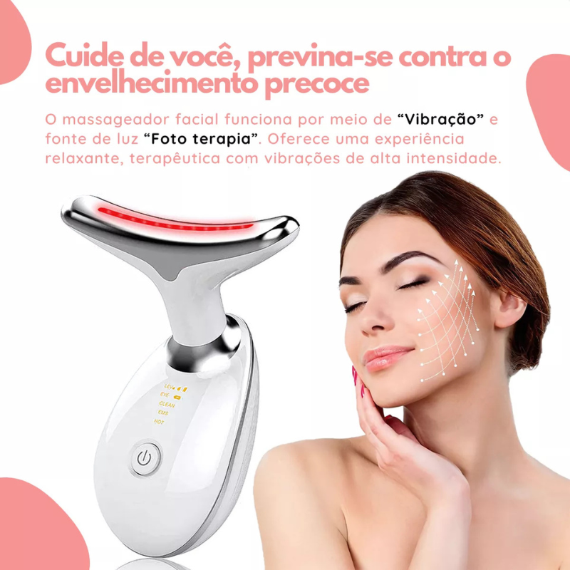Massageador Facial Led Aparelho Tratamento Com Luz Fototerapia Lift Usb
