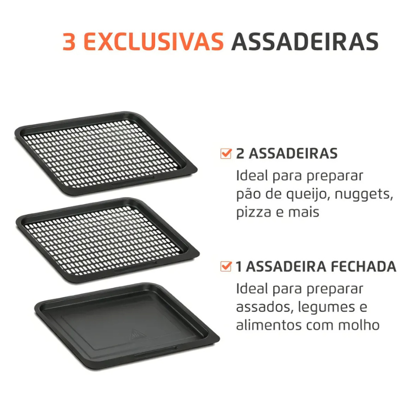 Fritadeira Air Fryer Forno Oven 12L Mondial Preto/Inox 2200W AFON-12L-BI