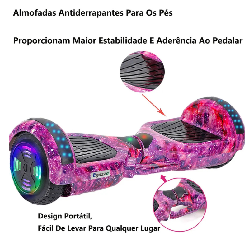 Hoverboard Elétrico Bluetooth Egazza K5 Roxo