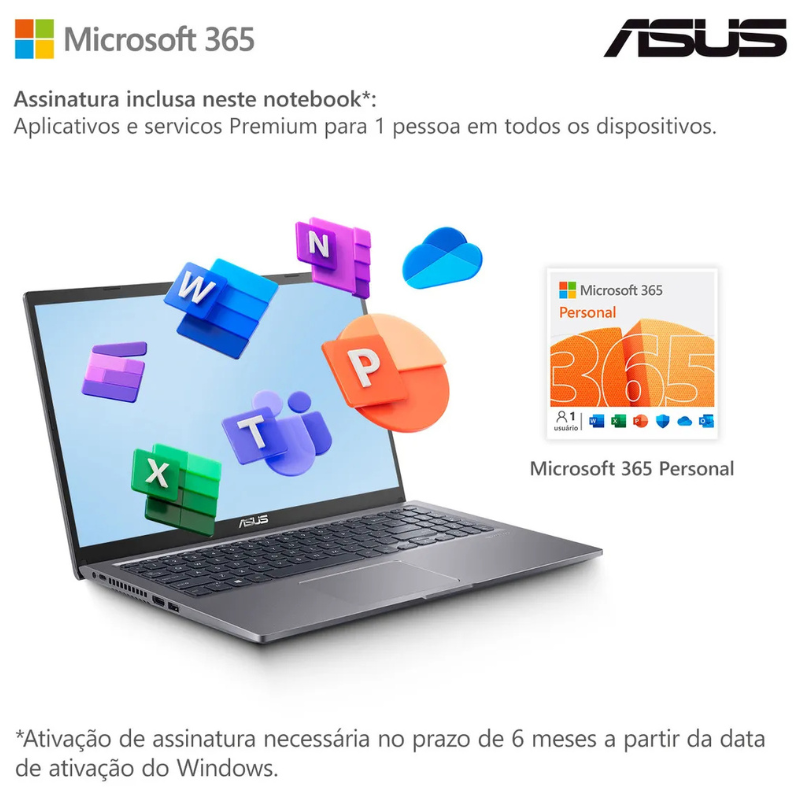 Notebook Asus X515 Intel Celeron Dual Core N4500 4GB Ram 128GB SSD