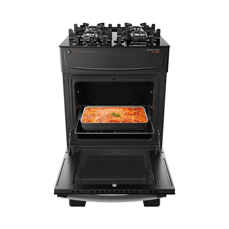 Fogão 4 Bocas  Mesa de Vidro e Gás engarrafado com Forno de 50 Litros