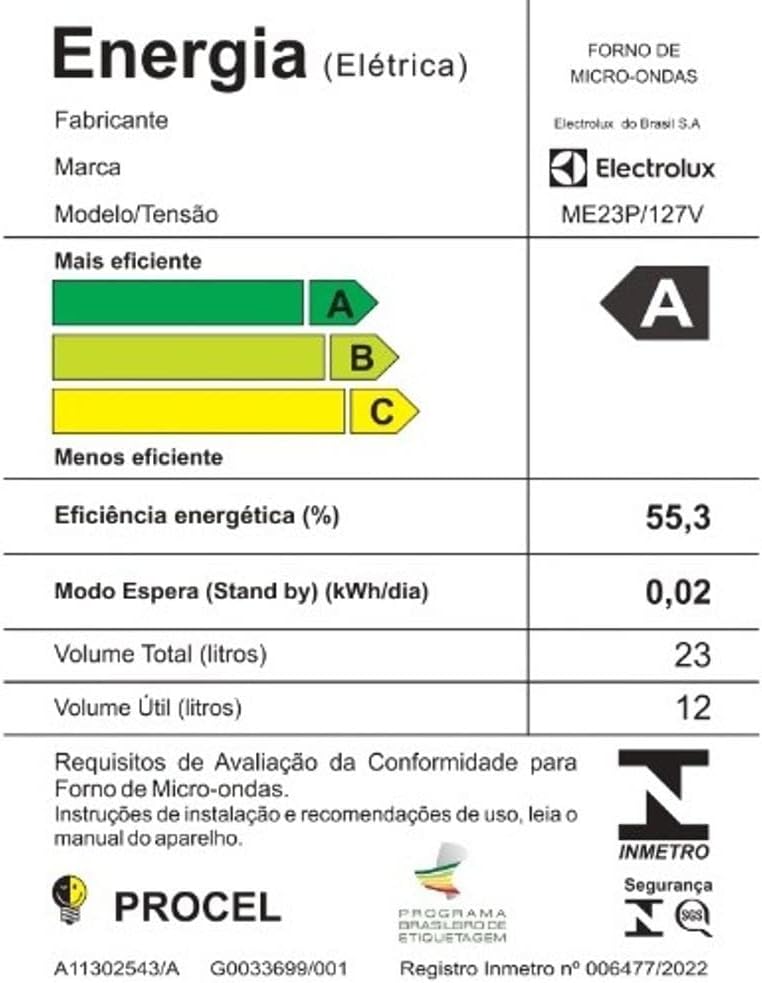 Micro-ondas Electrolux Preto 23l Efficient (me23p) 220V