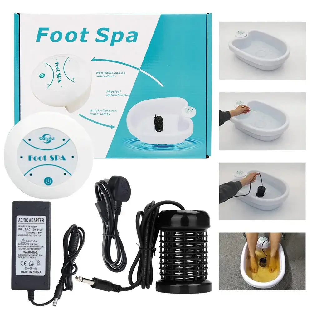 Dispositivo de spa para os pés com acessórios para tratamentos de pedicure em casa.