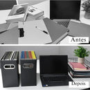 Comparação entre o antes e o depois da organização da mesa.