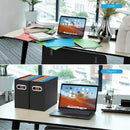 Comparação entre o antes e o depois da organização do espaço de trabalho de uma mesa.