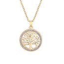 Colar com pingente da árvore da vida dourado com detalhes em cristal.