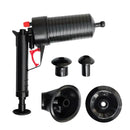 Ferramenta de limpeza de drenos de encanamento com vários acessórios.