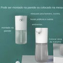 Distribuidor automático de sabão com duas opções de montagem: na parede ou em uma mesa.