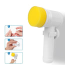 Removedor de calos elétrico com cabeça esfoliante amarela e cabo branco.