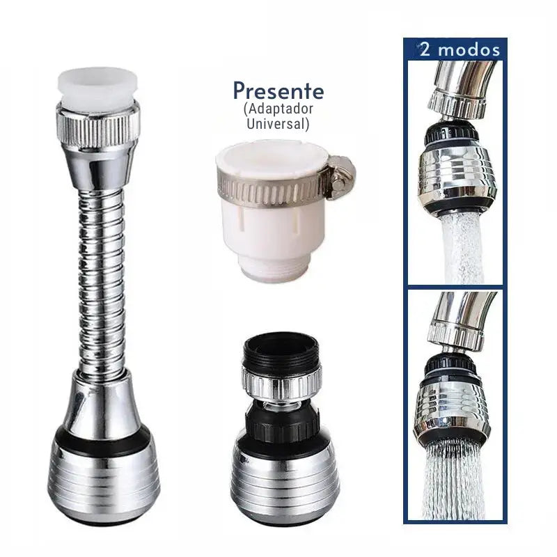 Acessório flexível de aerador de torneira com várias opções de bocal e modos de pulverização.