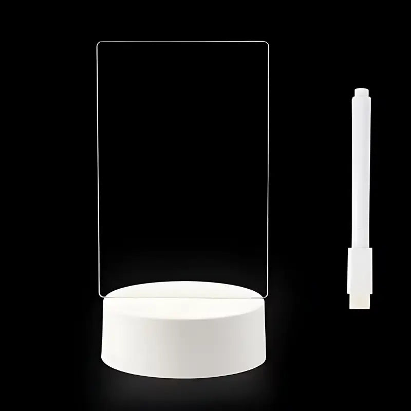 Base de lâmpada LED 3D com um painel de acrílico transparente e uma caneta de luz separada.