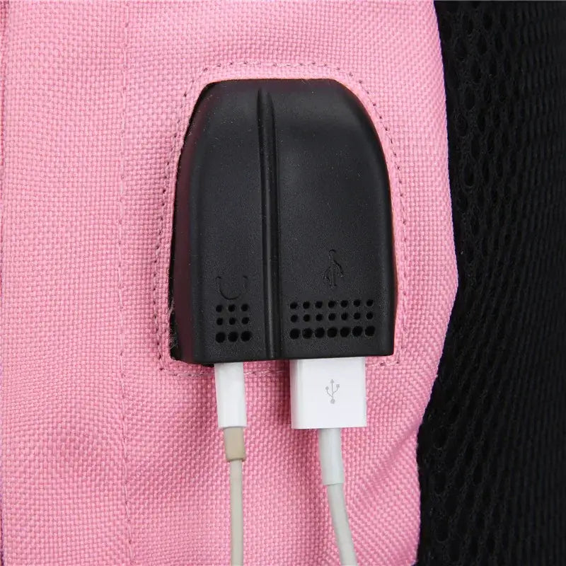 Capa plástica preta que protege dois cabos de carregamento conectados a um dispositivo.