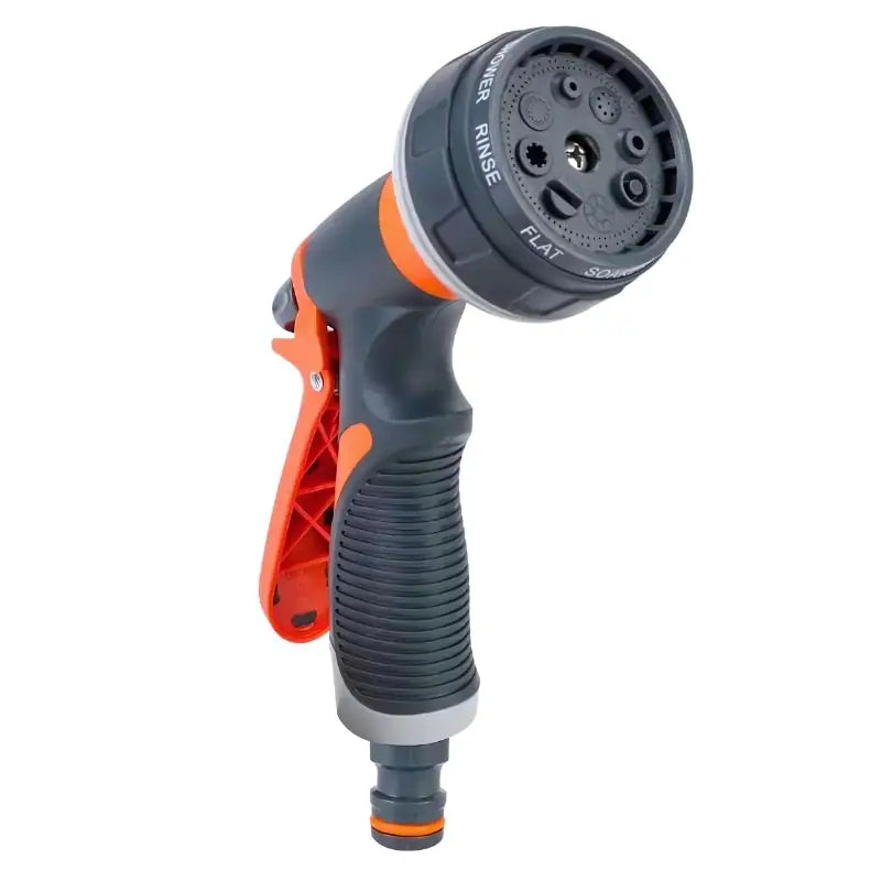 Bico de pulverização para mangueira de jardim com vários padrões de pulverização e uma empunhadura ergonômica.