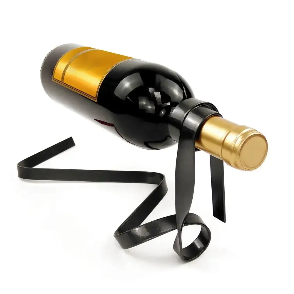 Suporte de metal estilizado para garrafas de vinho com o formato de um boneco de palito.
