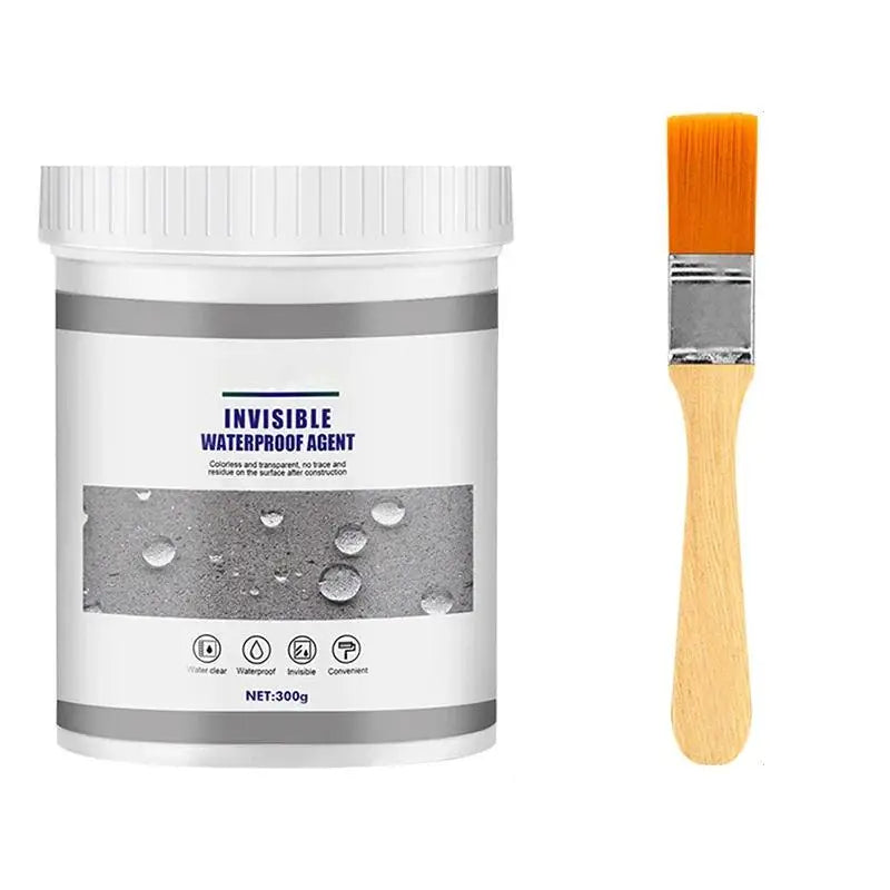 Recipiente de selante invisível à prova d’água com pincel de aplicação.