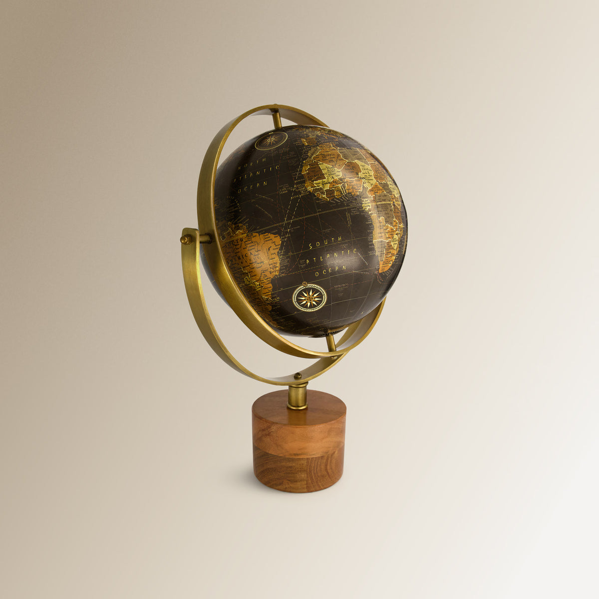 Escultura Mapa Mundi Dorado